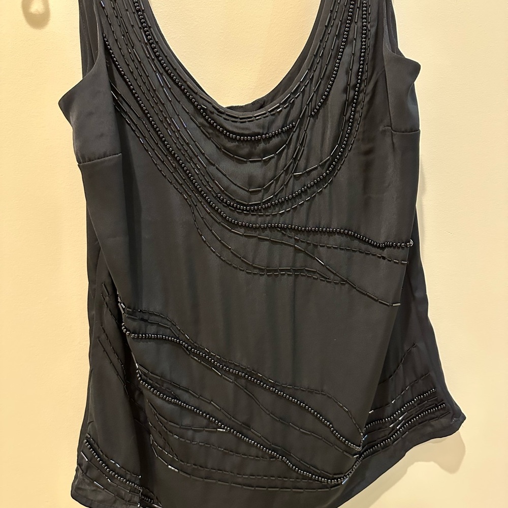 Banana Republic Black Fitted Sequin Tank Top